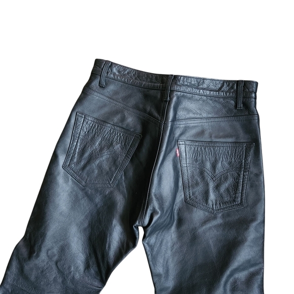 Levi's Lot 53 Black Leather Pants Roswell Collection Rare - Picture 10 of 16